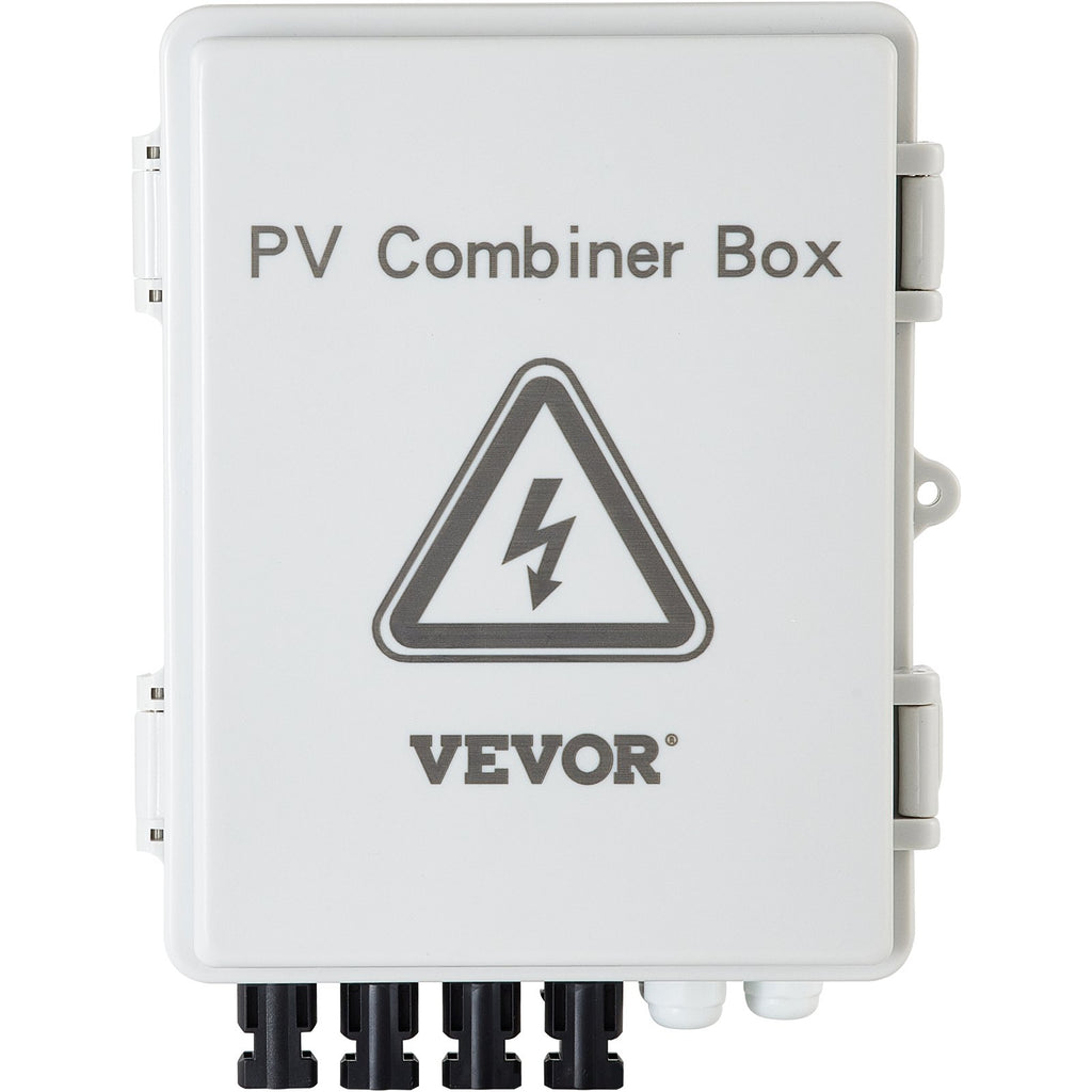 VEVOR PV Combiner Box, 4 String with 15A Rated Current Fuse, 63A Circuit Breaker, Lightning Arreste Connector for On/Off Grid Solar Panel System, IP65