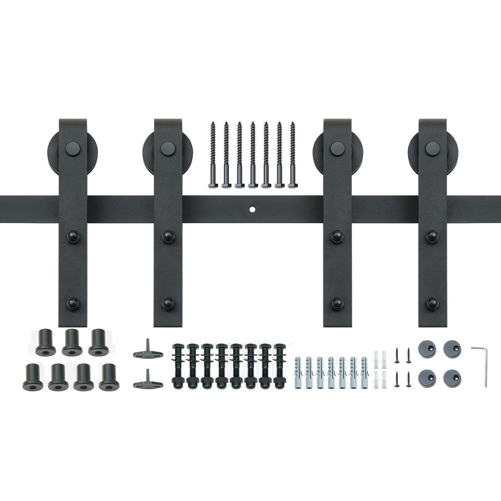 VEVOR 2440 mm Sliding Barn Door Hardware Closet Track Kit for Double Doors J Hanger