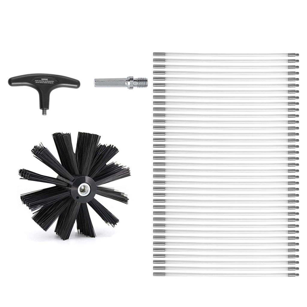 VEVOR 15.24M Dryer Vent Cleaner Kit, 37 Pieces Duct Cleaning Brush, Reinforced Nylon Dryer Vent Brush, Dryer Cleaning Tools Lint Remover with Flexible Lint Trap Brush, Clamp Connectors