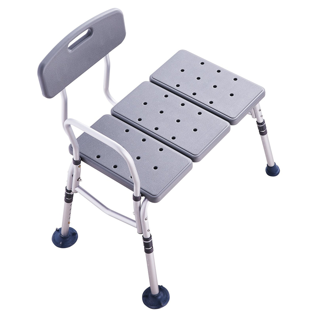 VEVOR Tub Transfer Bench for Bathtub, Adjustable Shower Seats for Adults, Lightweight Shower Bench for Elderly and Disabled, Non-Slip Bath Seats with Armrest and Reversible Backrest, 400lbs Capacity
