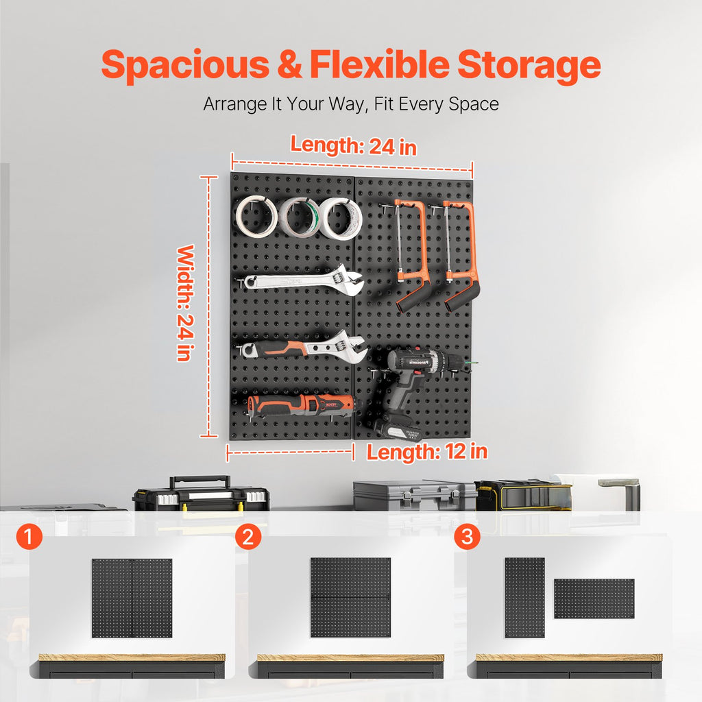 VEVOR Metal Pegboard Panels609.6 x 304.8 mm2 Panels Wall Organizer for Home