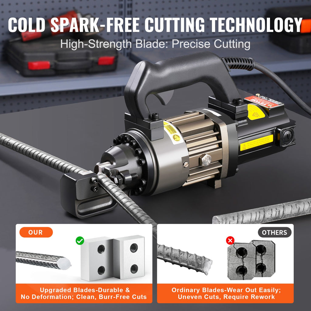 VEVOR Electric Hydraulic Rebar Cutter, 1000W Portable Rebar Cutter, Cutting up to 5/8 Inch (4-16mm) #5 Rebar within 2 Seconds, High Power Steel Rebar Cutter with Oil Can Rich Accessories,Black RC-16