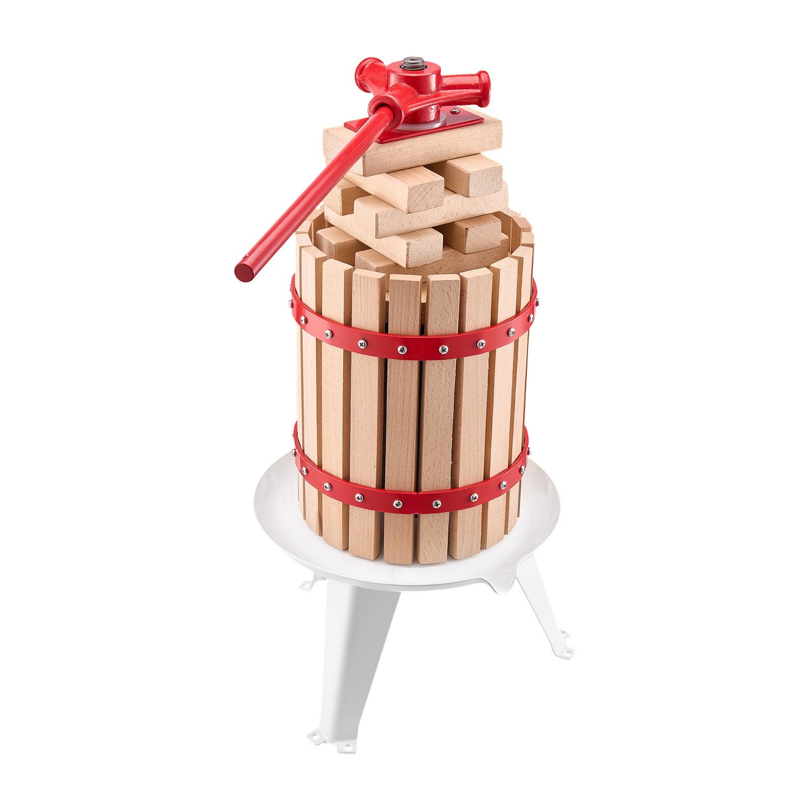VEVOR 1.6 Gal/6L Fruit Wine Press, Solid Wood Basket with 8 Blocks, Heavy Duty Manual Juice Maker, Cider Apple Grape Tincture Honey Olive Oil Making Press with Handle for Kitchen, Home