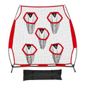 VEVOR 1828.8x1828.8mm Football Trainer Throwing Net, Training Throwing Target Practice Net with 5 Target Pockets, Knotless Net Includes Straps and Portable Carry Case, Improve QB Throwing Accuracy,Red
