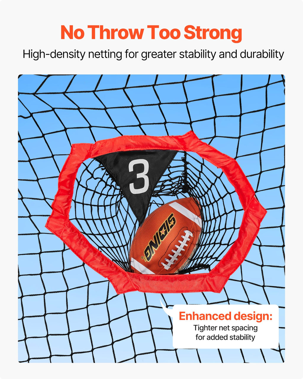 VEVOR 2133.6 x 2133.6mm Football Trainer Throwing Net, Training Throwing Target Practice Net with 5 Target Pockets, Knotless Net Includes Straps and Portable Carry Case, Improve QB Throwing Accuracy
