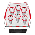 VEVOR 2438.4x2438.4mm Football Trainer Throwing Net, Training Throwing Target Practice Net with 6 Target Pockets, Knotless Net Includes Straps and Portable Carry Case, Improve QB Throwing Accuracy,Red