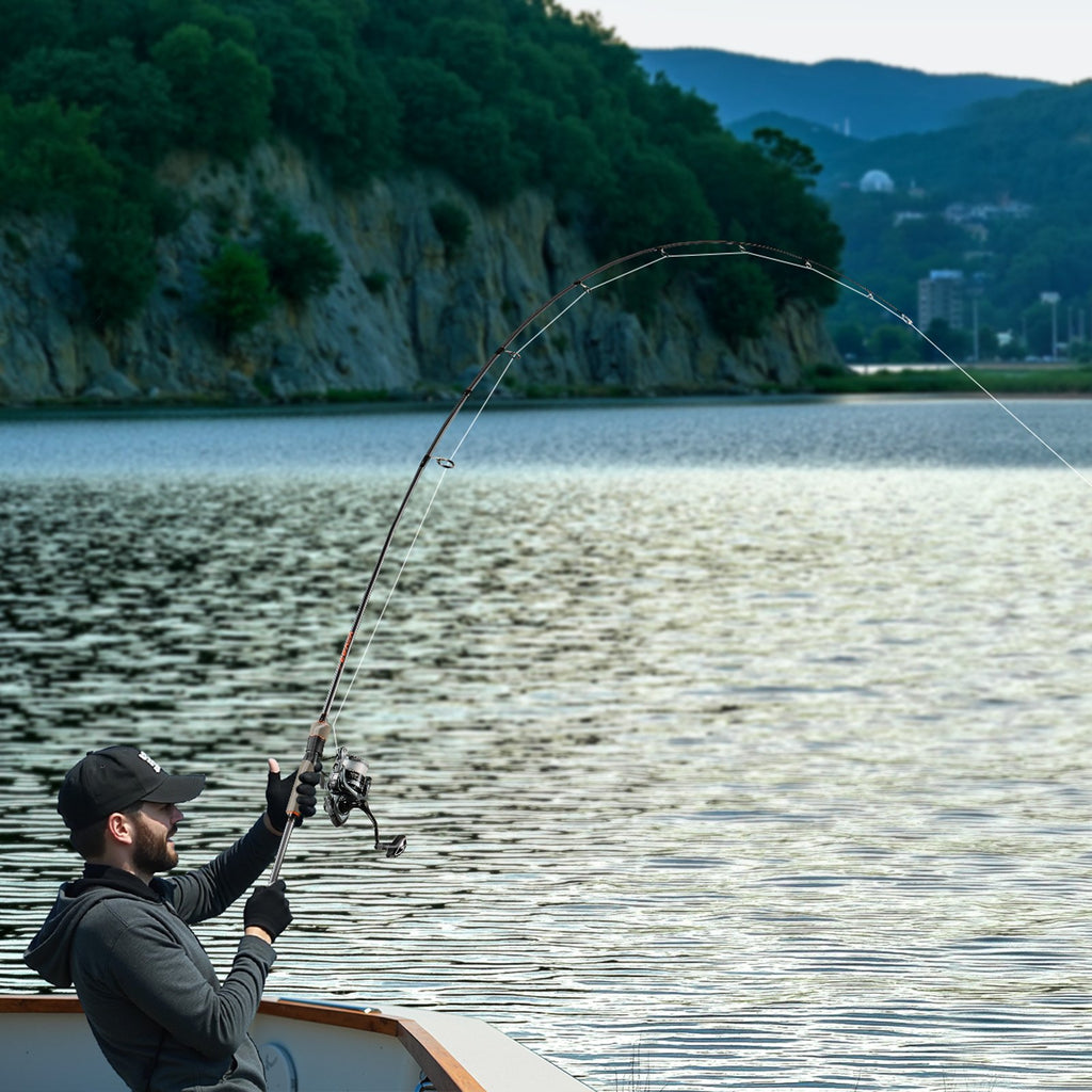 VEVOR Rod and Fishing Reel Combo, IM6 Fiberglass & Carbon Fiber Spinning Rod and Reel Combo, Bass Fishing Pole with 2m Two-Piece Rods, 6+1 Ball Bearings, Stainless Steel Guides with Ceramic Rings