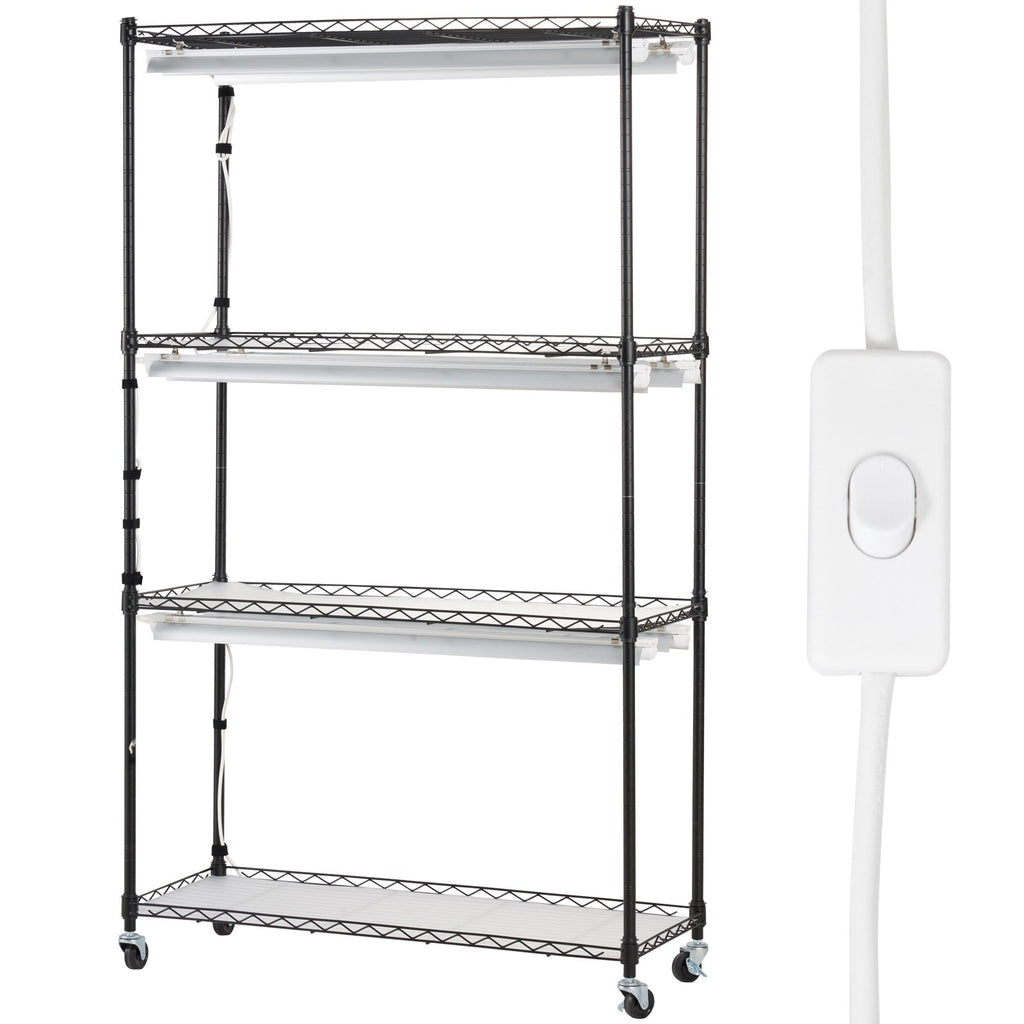 VEVOR Plant Stand with Grow Lights 4 Tiers 180W 150 cm Tall Plant Grow Shelf