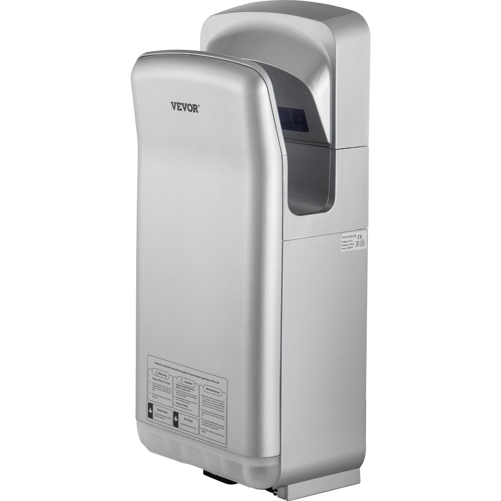 VEVOR Jet Hand Dryer Blade Hand Dryer Automatic High Speed for Washroom Silver