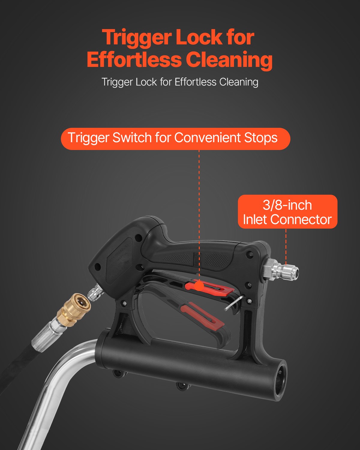 VEVOR 20" Pressure Washer Surface Cleaner, Stainless Steel Pressure Washer Attachments with 4 Wheels, 4500 Max PSI, 3/8 Quick Connector, 2 Spray Nozzles, Dual Handle, for Concrete, Patio, Sidewalk