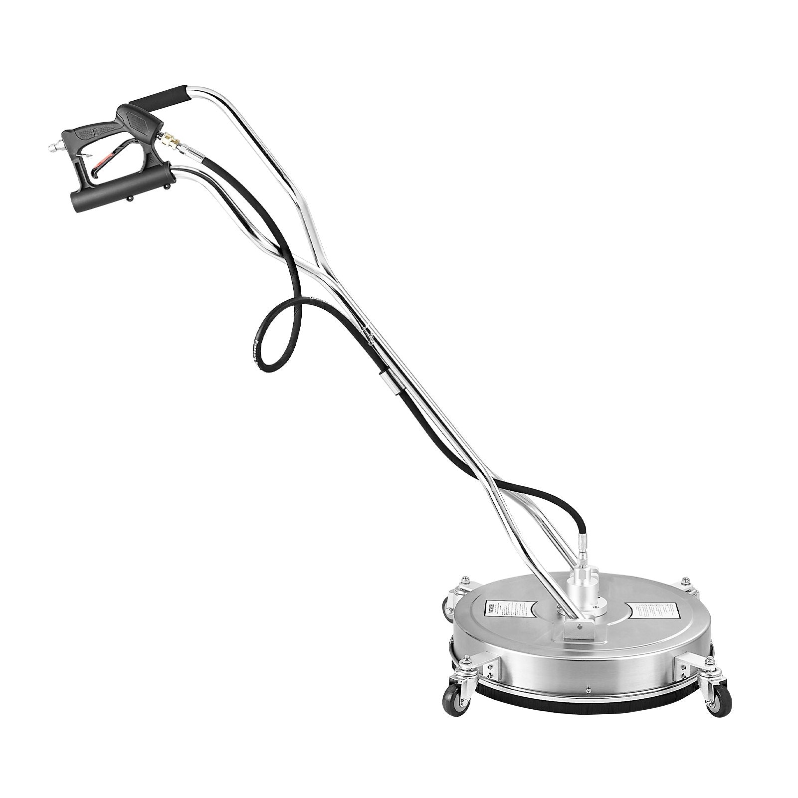VEVOR 20" Pressure Washer Surface Cleaner, Stainless Steel Pressure Washer Attachments with 4 Wheels, 4500 Max PSI, 3/8 Quick Connector, 2 Spray Nozzles, Dual Handle, for Concrete, Patio, Sidewalk
