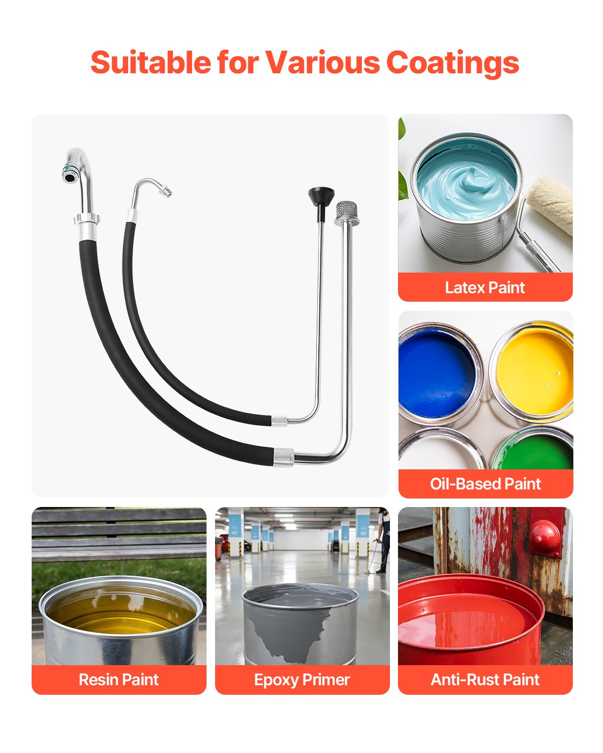 VEVOR Suction Hose Tube and Reflux Line Sets Airless Paint Sprayers Tool Part