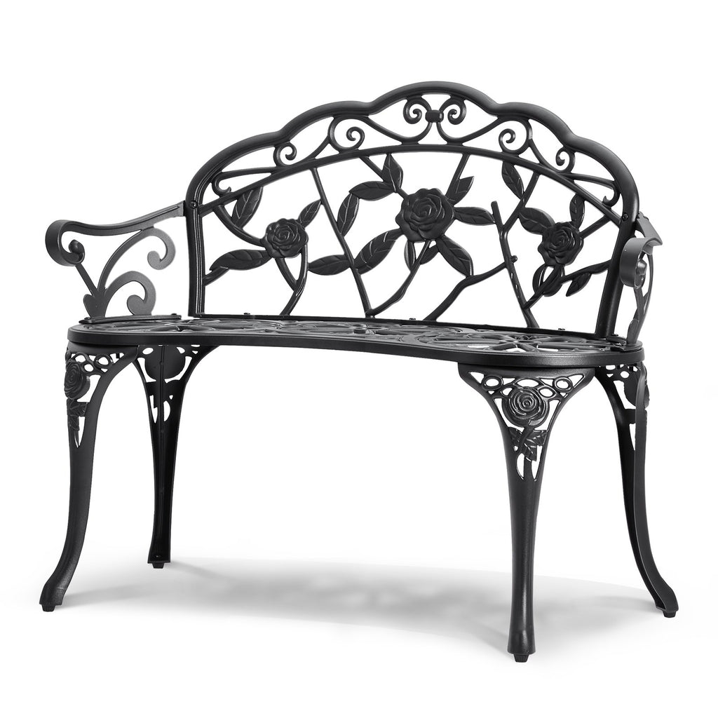 VEVOR Outdoor Bench, 38.8 inches Metal Garden Bench for Outdoors, 480 lbs Load Capacity Bench, Outdoor Garden Park Bench with Backrest and Armrests, Patio Bench for Garden, Park, Yard, Front Porch