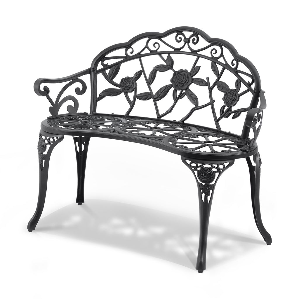 VEVOR Outdoor Bench, 38.8 inches Metal Garden Bench for Outdoors, 480 lbs Load Capacity Bench, Outdoor Garden Park Bench with Backrest and Armrests, Patio Bench for Garden, Park, Yard, Front Porch