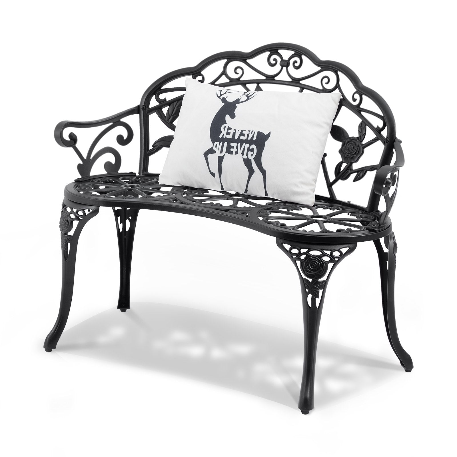VEVOR Outdoor Bench, 38.8 inches Metal Garden Bench for Outdoors, 480 lbs Load Capacity Bench, Outdoor Garden Park Bench with Backrest and Armrests, Patio Bench for Garden, Park, Yard, Front Porch