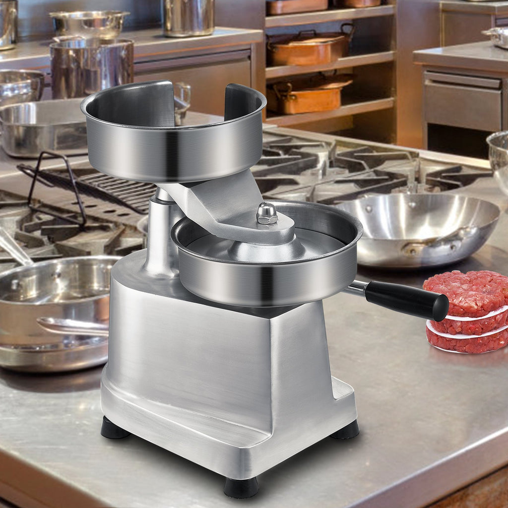 VEVOR Commercial Burger Patty Maker, 150mm Hamburger Beef Patty Maker, Heavy Duty Food-Grade Stainless Steel Bowl Burger Press Machine, Kitchen Meat Forming Processor with 1000 Pcs Patty Papers