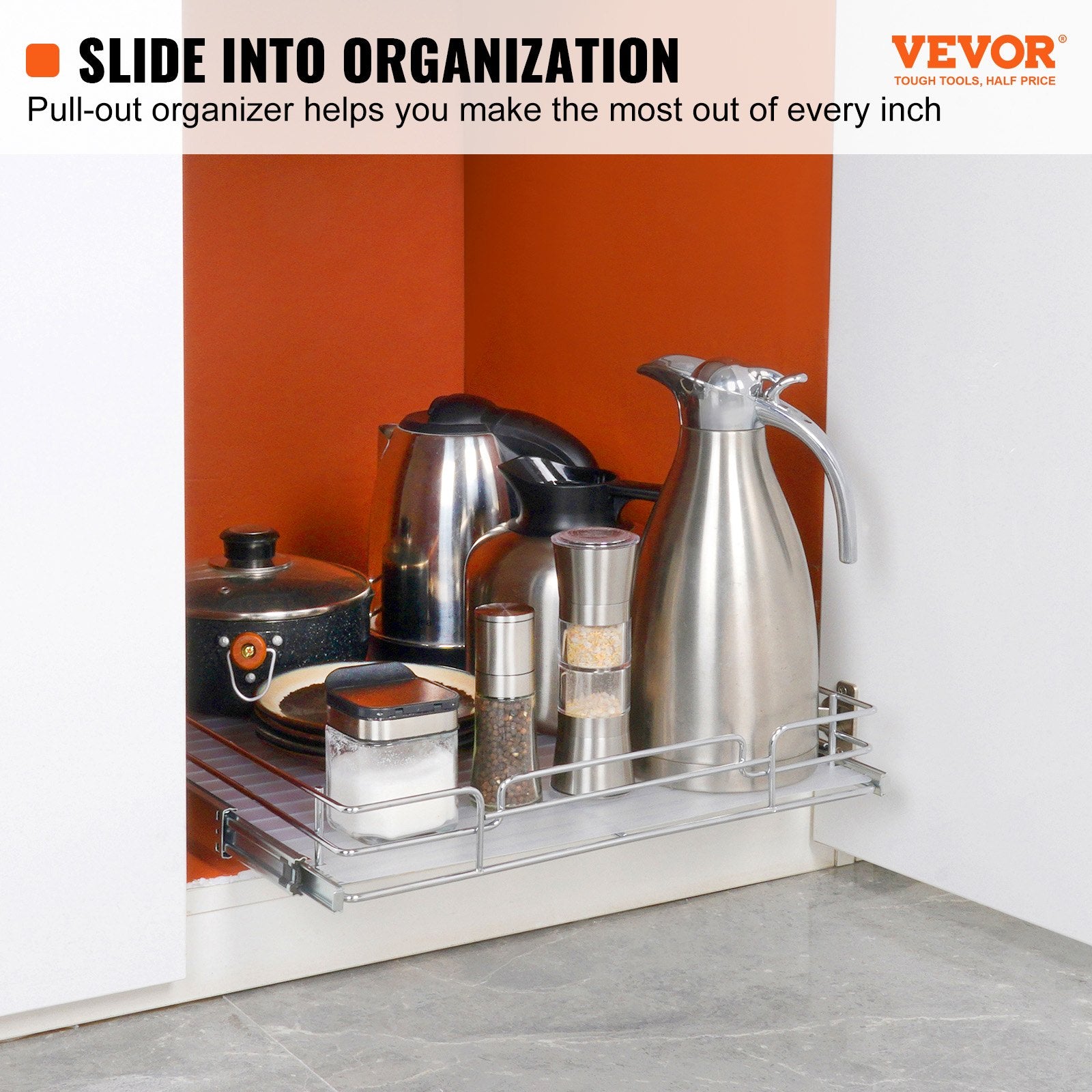 VEVOR Pull Out Cabinet Under Sink Organizer 20 x 21 Inch Wire Drawer Basket
