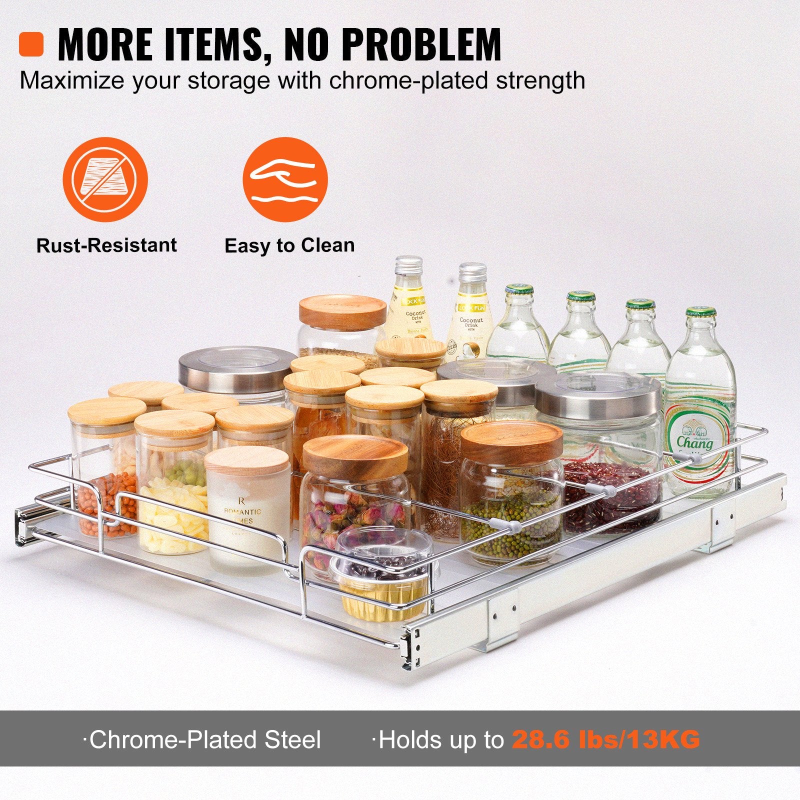 VEVOR Pull Out Cabinet Under Sink Organizer 20 x 21 Inch Wire Drawer Basket