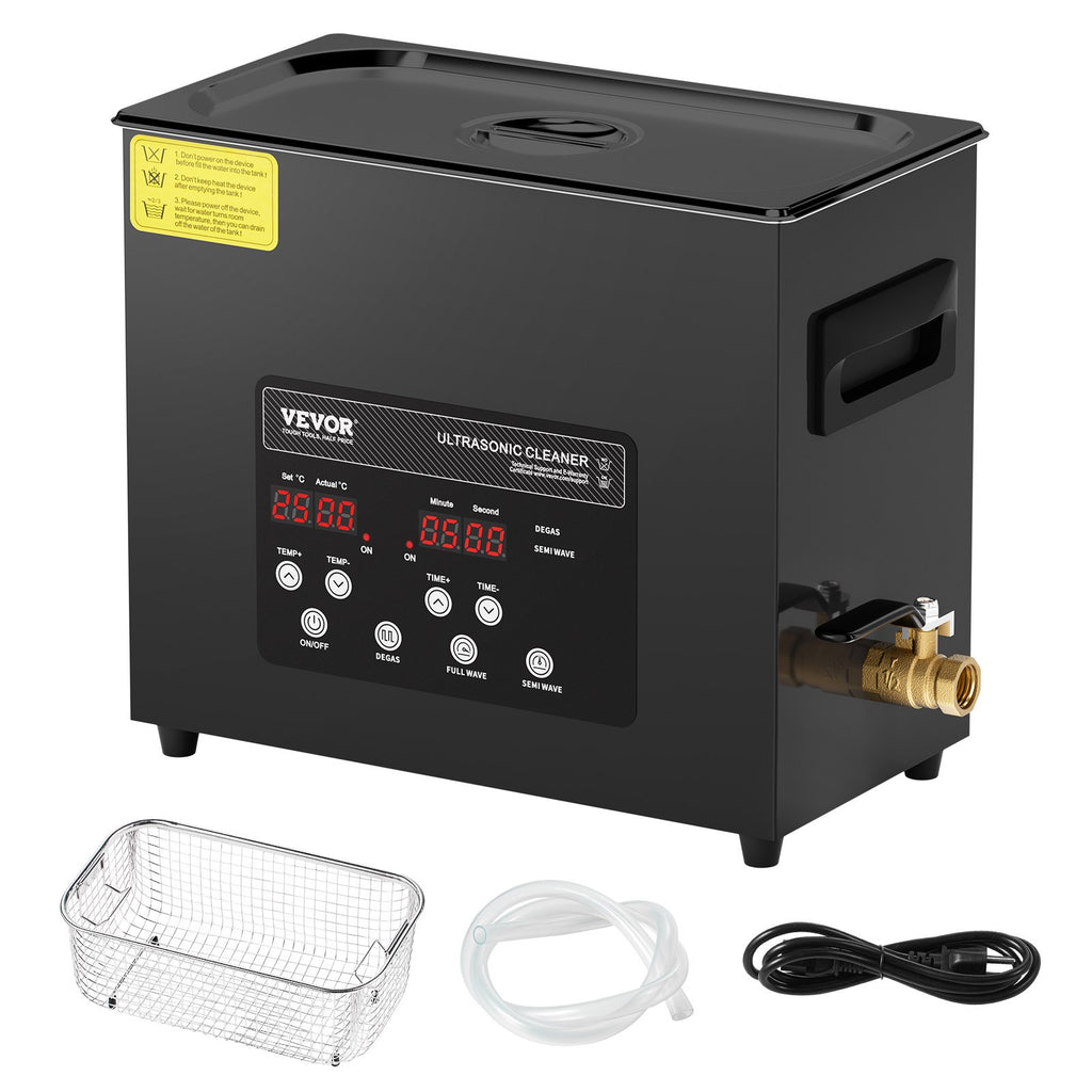 VEVOR 6L Ultra Sonic Cleaner, 180W Digital Ultrasonic Cleaning Machine with Gentle Mode & Upgraded Degassing, 40kHz Industrial Ultrasound Cleaner with Heater & Timer for Retainer, Jewelry, Tools