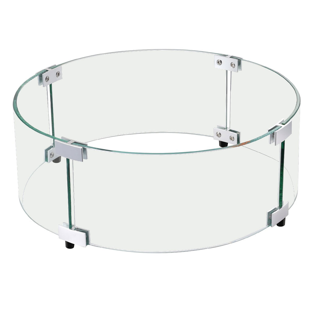 VEVOR Fire Pit Wind Guard, 740 x 214mm Round Glass Flame Shield, 6mm Thick Fire Table Accessory, Clear Tempered Glass Flame Guard for Propane, Gas, Outdoor, Patio, Backyard