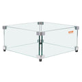 VEVOR Gas Fire Pit Wind Guard for Square Fire Table, 543 x 543 x 191 mm Clear Tempered Wind Guard for Firepits, 8mm Thick Square Glass Shield, Glass Panel with Hard Corner Bracket & Feet