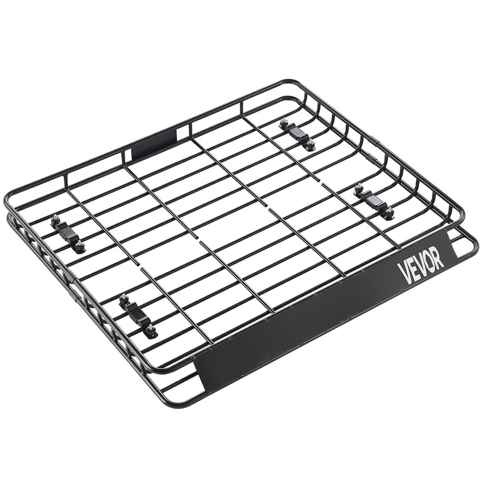 VEVOR Roof Rack Cargo Carrier, 1095 x 1270 x 105 mm, Universal Rooftop Cargo Basket, Car Top Luggage Holder with 68 kg Max Load Capacity, 4.1 in Fence, Anti-Rust Alloy Steel, Wind Fairing, for SUV Car