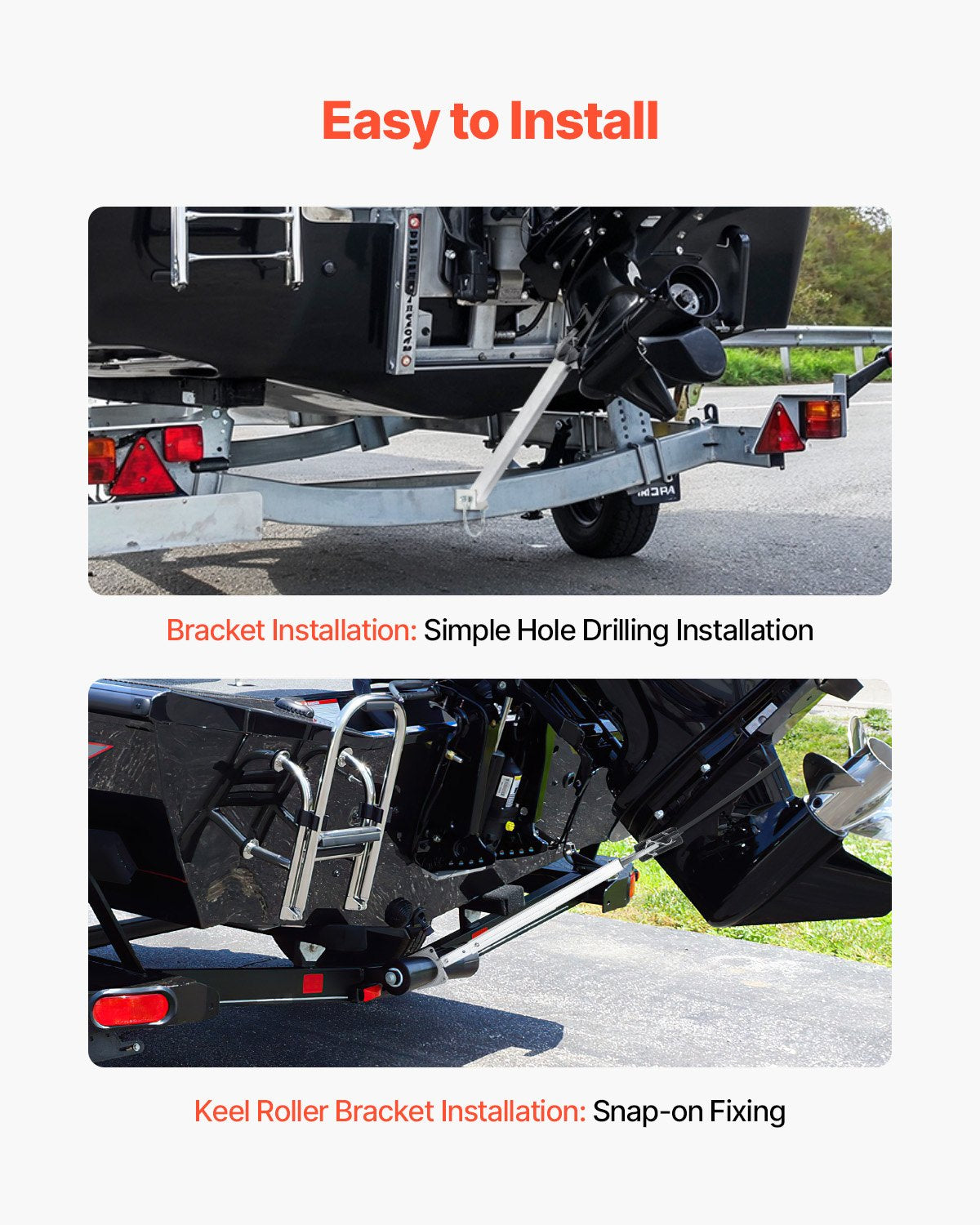 VEVOR Transom Saver, 23-35 in, Adjustable Boat Transom Saver with Composite Head, Corrosion-Resistant Easy-to-Install Transom Savers for Less Than 100 HP Outboard Motor , Fit for Roller & Trailer