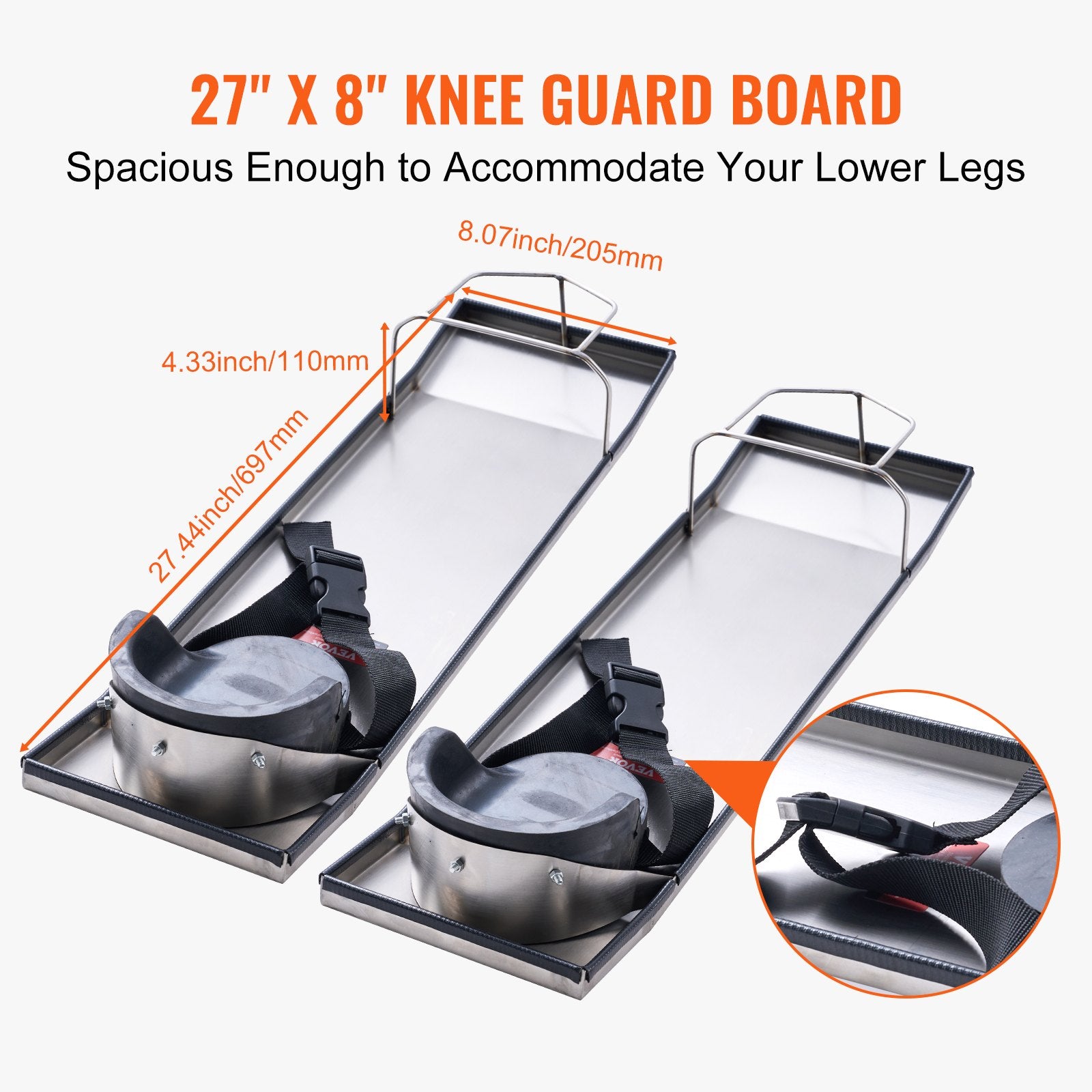 VEVOR Concrete Knee Boards Knee Sliders 28" x 8" 2 Pair w/ Knee Pad for Concrete