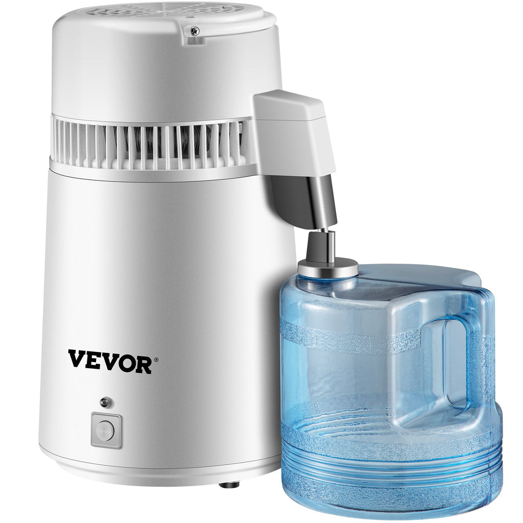 VEVOR Water Distiller Purifier Pure Water Distiller Filters Water Distillation 4L Internal Stainless Steel with Collection Bottle
