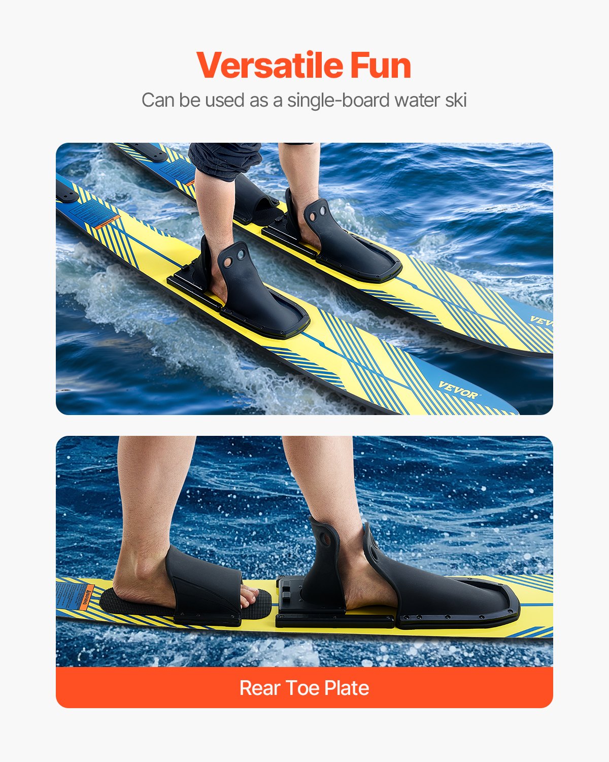 VEVOR 150 cm Water Skis Combo Adults Water Skis with X-7 Adjustable Bindings