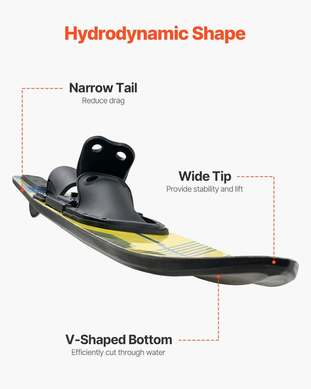 VEVOR 150 cm Water Skis Combo Adults Water Skis with X-7 Adjustable Bindings