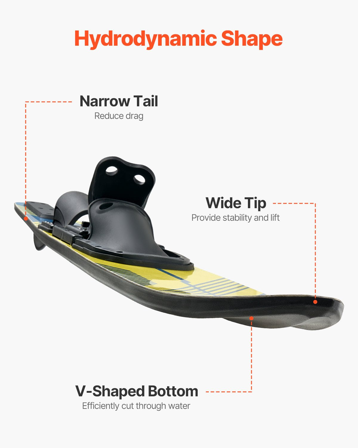 VEVOR 150 cm Water Skis Combo Adults Water Skis with X-7 Adjustable Bindings