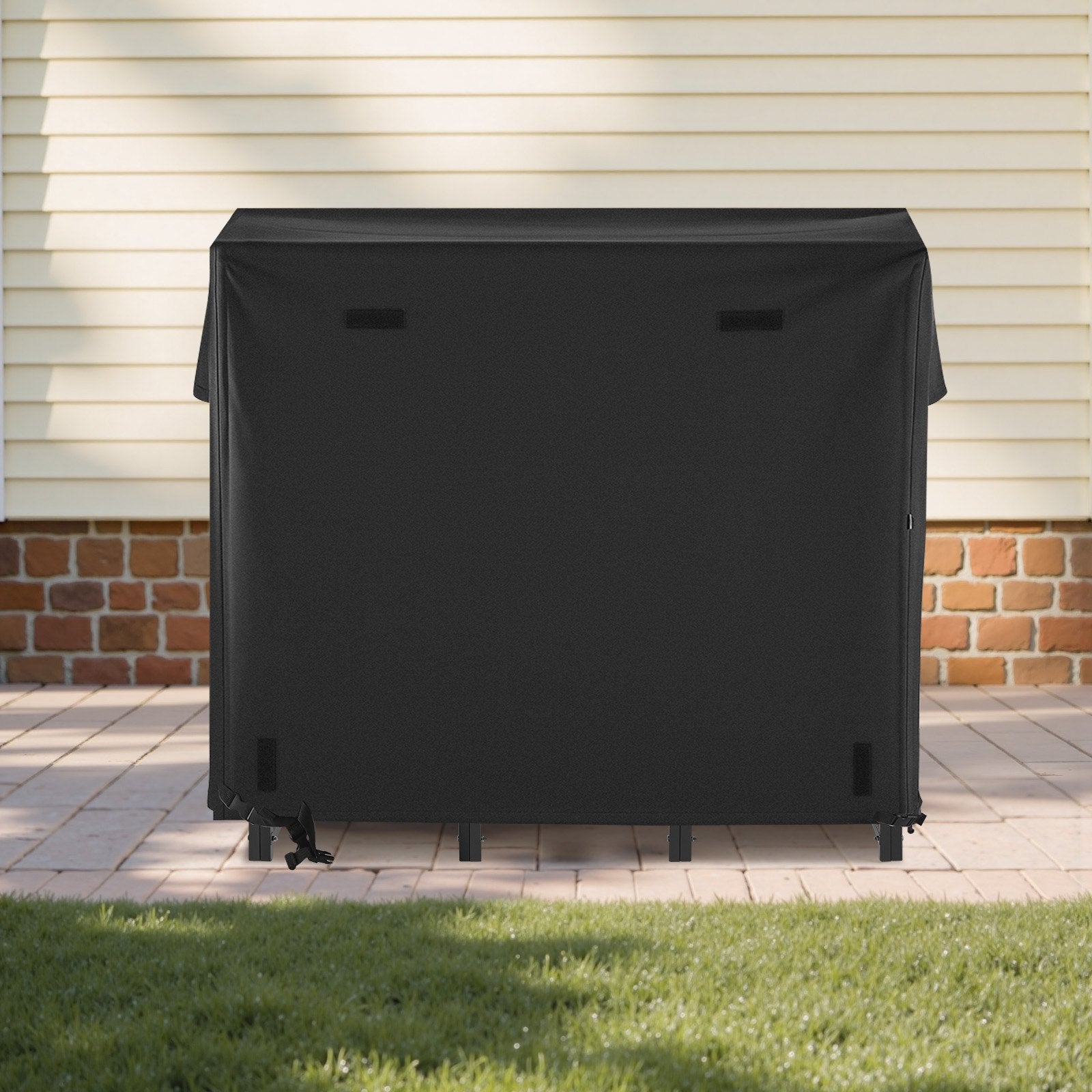 VEVOR Firewood Rack with Waterproof Cover, 1.22m Outdoor Firewood Holder, 1/4 Cord Storage Metal Log Holder, 400lb Max Weight Capacity, Full Covered, Powder-Coated Wood Storage Rack for Fireplace Deck