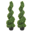 VEVOR Artificial Topiaries Boxwood Trees, 7.6cm Tall (2 Pieces) Faux Topiary Plant Outdoor, All-year Green Feaux Plant w/ Replaceable Leaves for Decorative Indoor/Outdoor/Garden