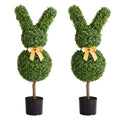 VEVOR Artificial Topiary Bunny-Shape Boxwood Ball, 2 Set 914mm Faux Boxwood Plant Balls, Fake Silk Tree Look Real, Easy Assembly for Decor Front Porch Outdoor Patio Garden Balcony Backyard Indoor