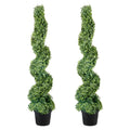 VEVOR Artificial Topiaries Boxwood Trees, 10cm Tall (2 Pieces) Faux Topiary Plant Outdoor, All-year Green Feaux Plant w/ Replaceable Leaves for Decorative Indoor/Outdoor/Garden
