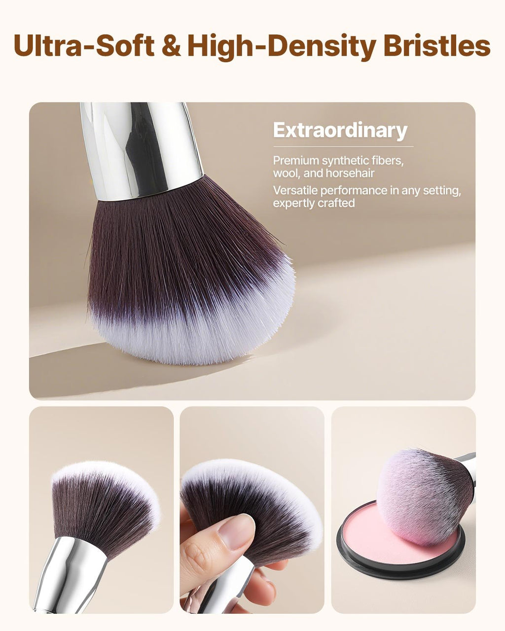 VEVOR 34-Piece Makeup Brush Set, Professional Brushes Kit for Foundation Blending Eyeshadow Concealer Blush - with Soft Bristles, Ergonomic Wood Handle, Travel-Friendly Case Included