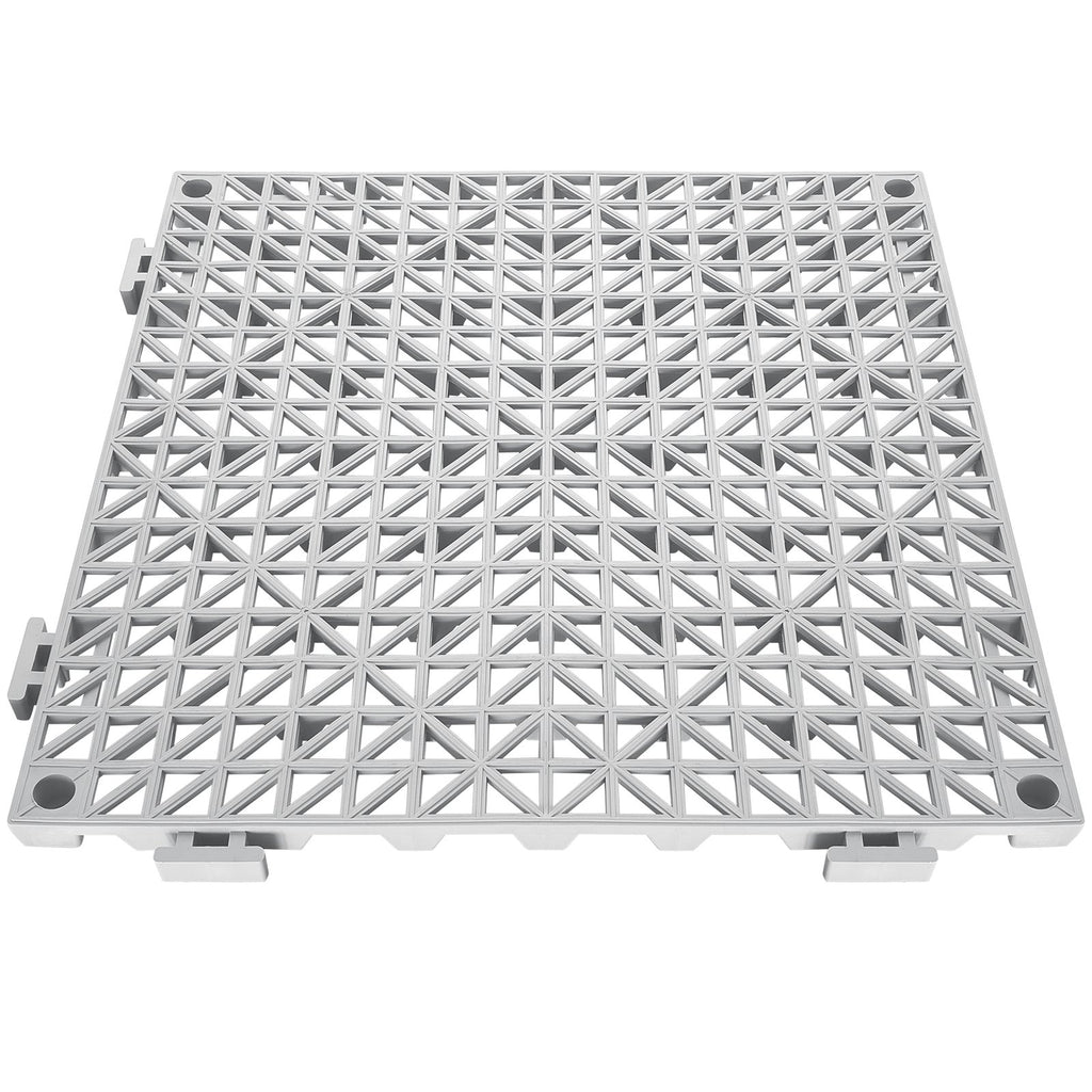 VEVOR Modular Interlocking Cushion, 12 Pack 30 x 30 cm Splicing Drainage Mats, Soft PVC Interlocking Drainage Floor Tiles, Non-Slip Drainage Holes for Restroom, Bathroom, Kitchen, Pool, Wet Area, Gray