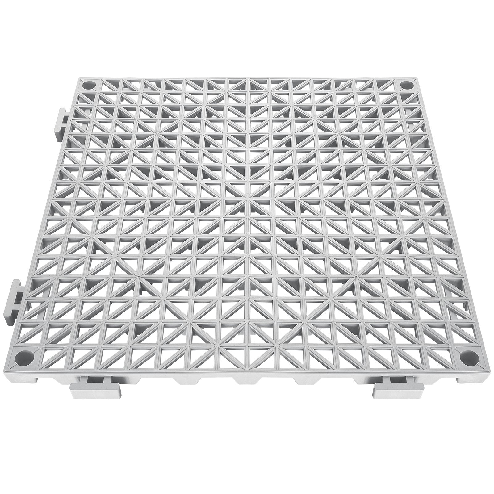 VEVOR Modular Interlocking Cushion, 12 Pack 30 x 30 cm Splicing Drainage Mats, Soft PVC Interlocking Drainage Floor Tiles, Non-Slip Drainage Holes for Restroom, Bathroom, Kitchen, Pool, Wet Area, Gray