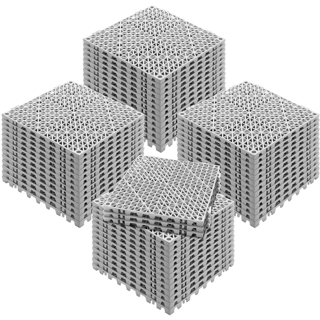 VEVOR Modular Interlocking Cushion, 55 Pack 30 x 30 cm Splicing Drainage Mats, Soft PVC Interlocking Drainage Floor Tiles, Non-Slip Drainage Holes for Restroom, Bathroom, Kitchen, Pool, Wet Area, Gray