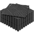 VEVOR Modular Interlocking Cushion, 12 Pack 30 x 30 cm Splicing Drainage Mats, PVC Interlocking Drainage Floor Tiles, Non-Slip Drainage Holes for Restroom, Bathroom, Kitchen, Pool, Wet Area, Black
