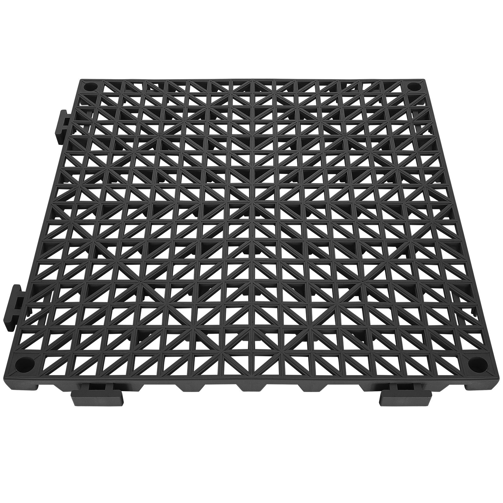VEVOR Modular Interlocking Cushion, 12 Pack 30 x 30 cm Splicing Drainage Mats, PVC Interlocking Drainage Floor Tiles, Non-Slip Drainage Holes for Restroom, Bathroom, Kitchen, Pool, Wet Area, Black