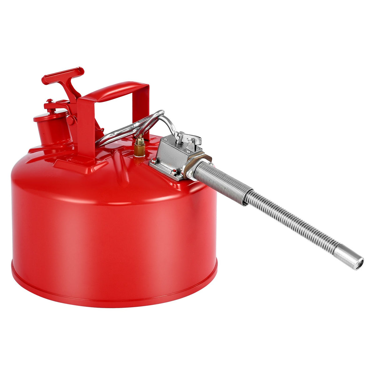 VEVOR Safety Gas Can, 9.5 L Type II Red Safety Can for Gasoline with Stainless Steel Flame Arrester, Self-Closing Lid, and Flexible Metal Spout, Carbon Steel Flammable Storage with Ergonomic Handle