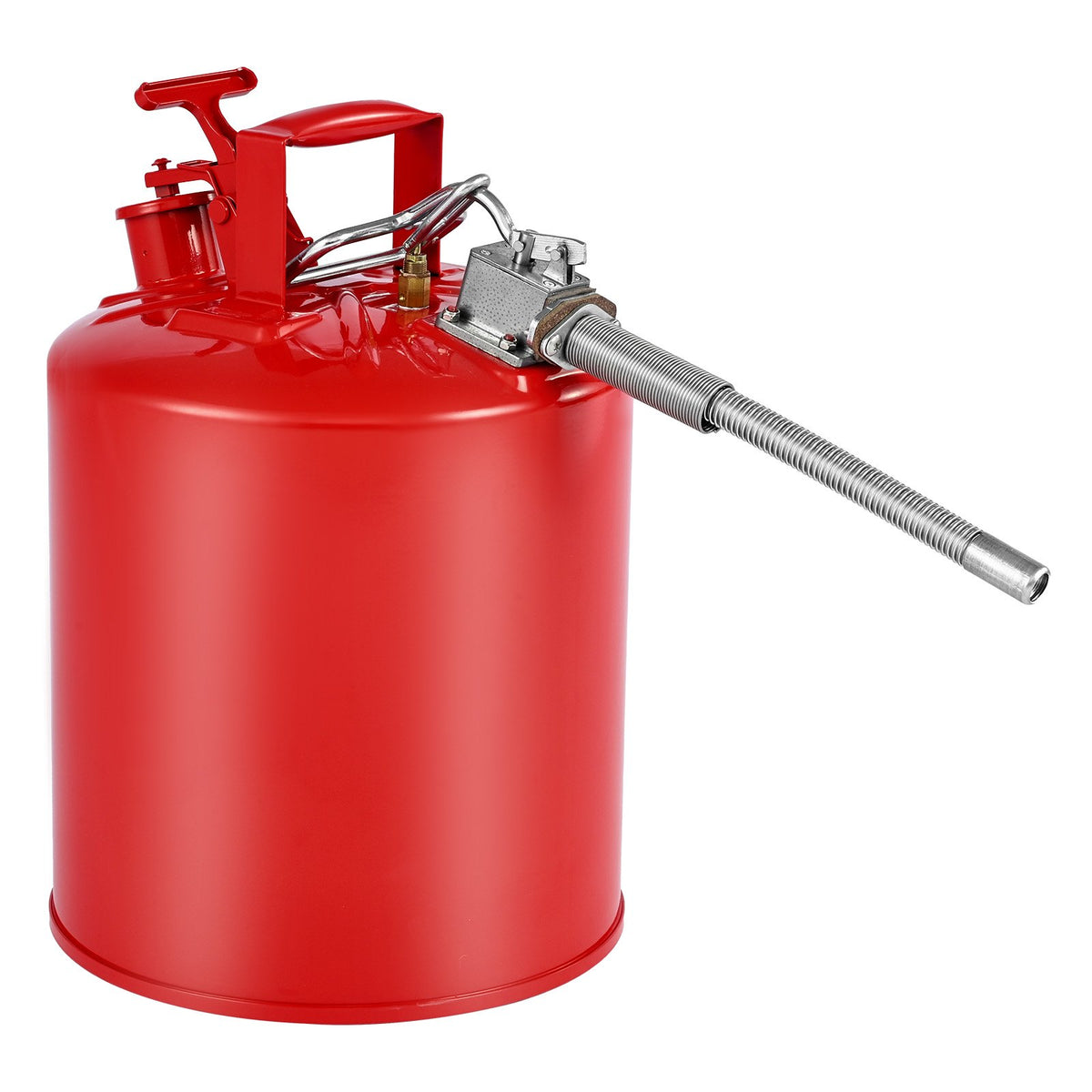 VEVOR Safety Gas Can, 19 L Type II Red Safety Can for Gasoline with Stainless Steel Flame Arrester, Self-Closing Lid, and Flexible Metal Spout, Carbon Steel Flammable Storage with Ergonomic Handle