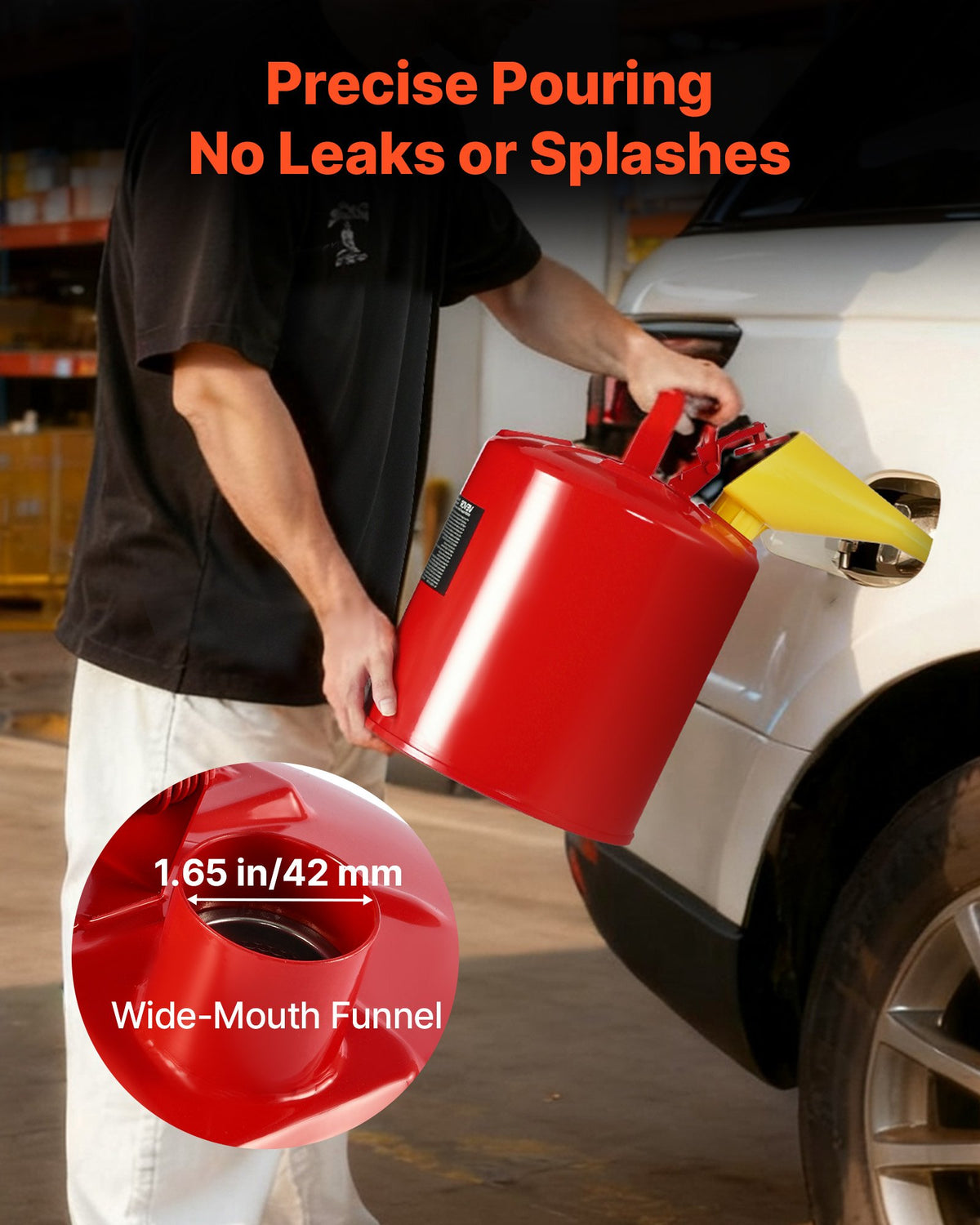VEVOR Safety Gas Can, 19 L Type I Red Safety Can for Gasoline with Stainless Steel Flame Arrester, Self-Closing Lid, and PE Funnel, Carbon Steel Flammable Fuel Storage Container with Ergonomic Handle