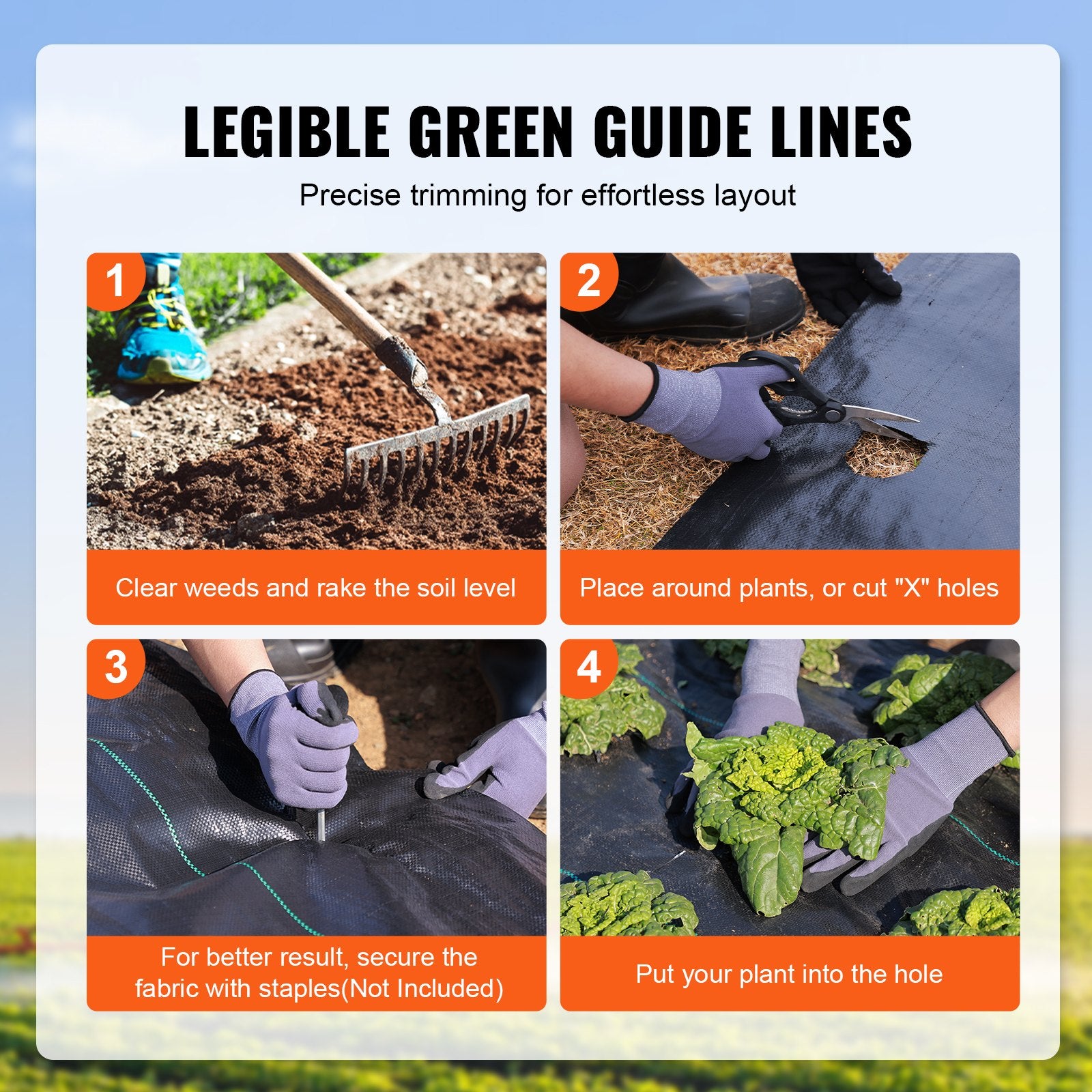 VEVOR 13FTx108FT Premium Heavy Duty Weed Barrier Landscape Fabric, 5OZ Woven Geotextile Fabric Under Gravel, High Permeability for Weed Blocker Weed Mat, Driveway Fabric, Weed Control Garden Cloth