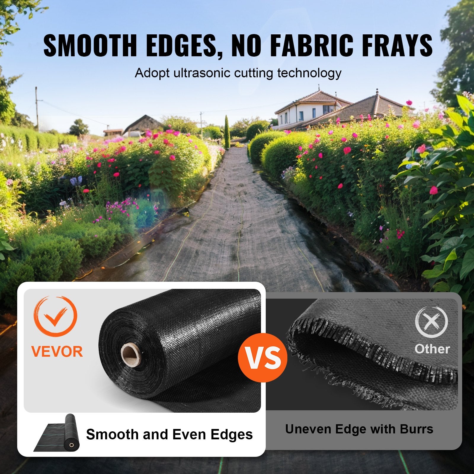 VEVOR Weed Barrier Landscape Fabric, 3.28*164FT Heavy Duty Garden Weed Fabric, Woven PP Weed Control Fabric, Driveway Fabric, Geotextile Fabric for Landscaping, Ground Cover, Weed Blocker Weed Mat