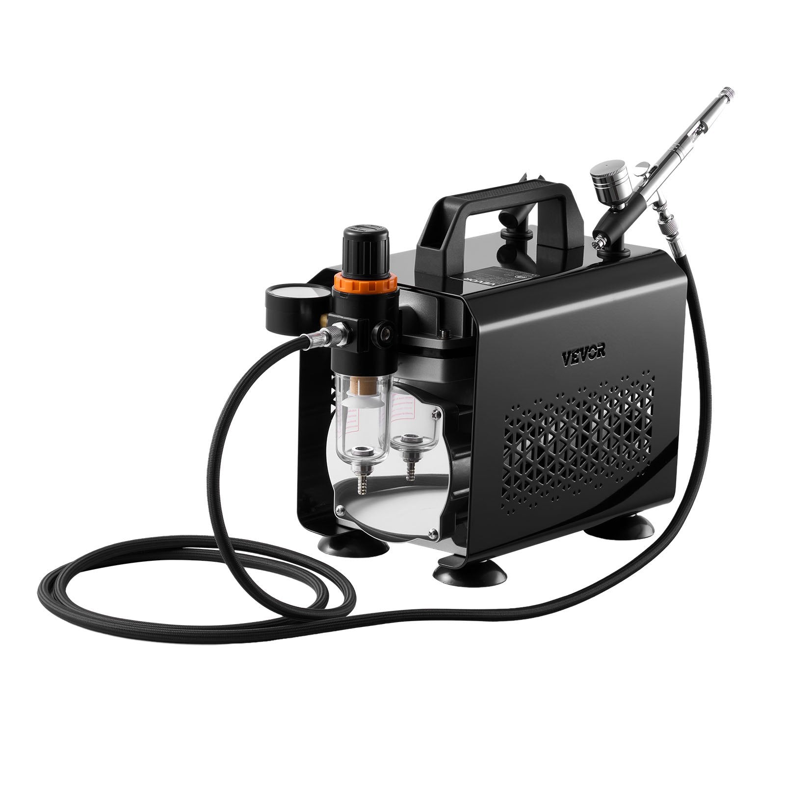 VEVOR Airbrush Kit Air Brush Kit 1/6 HP Air Compressor 1 Airbrush 3 Tips Paint