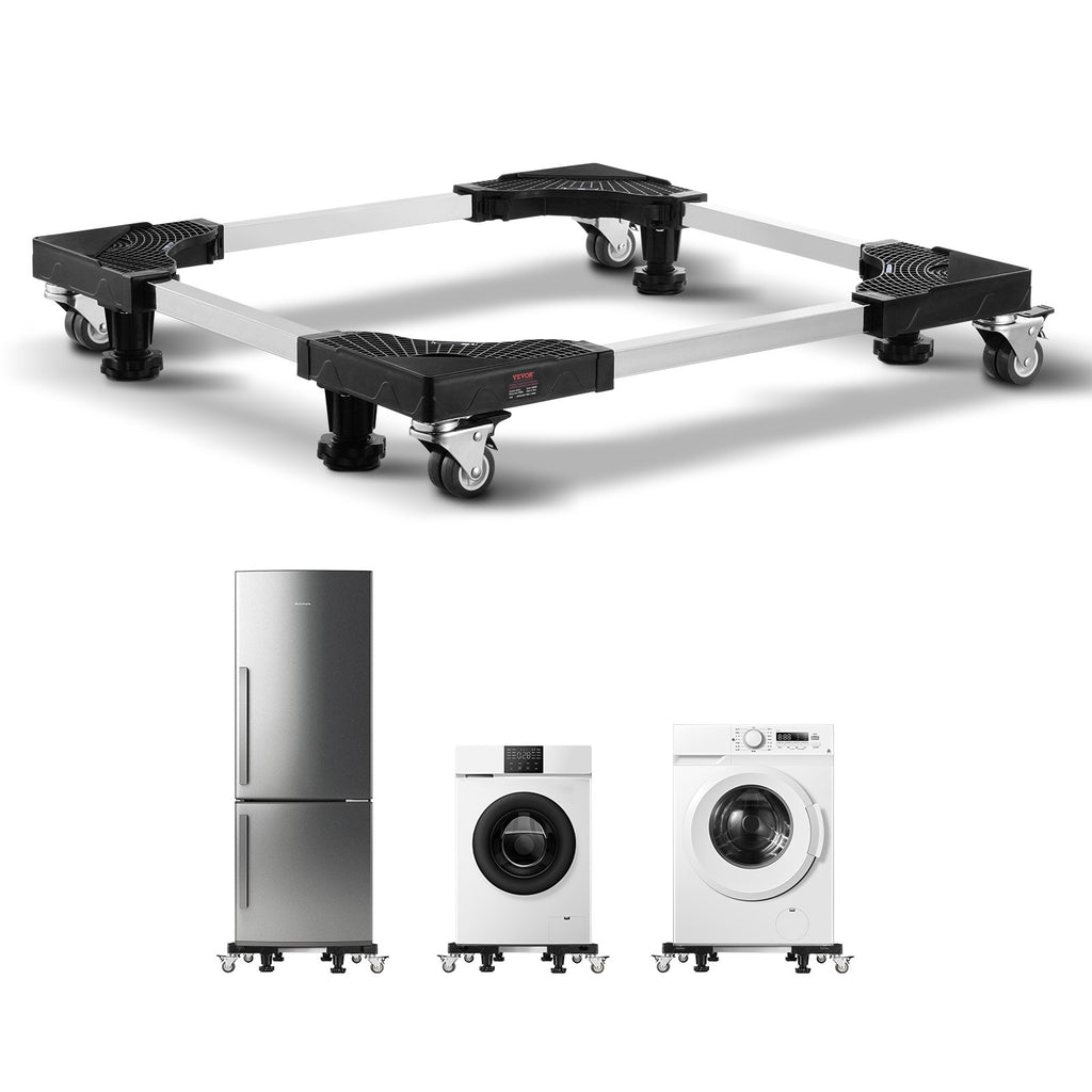 VEVOR Fridge Stand Mobile Base, 1100 lbs Load Capacity, Washing Machine Stand with 8 Locking Twin Wheels and 4 Brakes, 27.5 -35.4 Inches Adjustable Furniture Dolly for Washer, Refrigerator and Dryer
