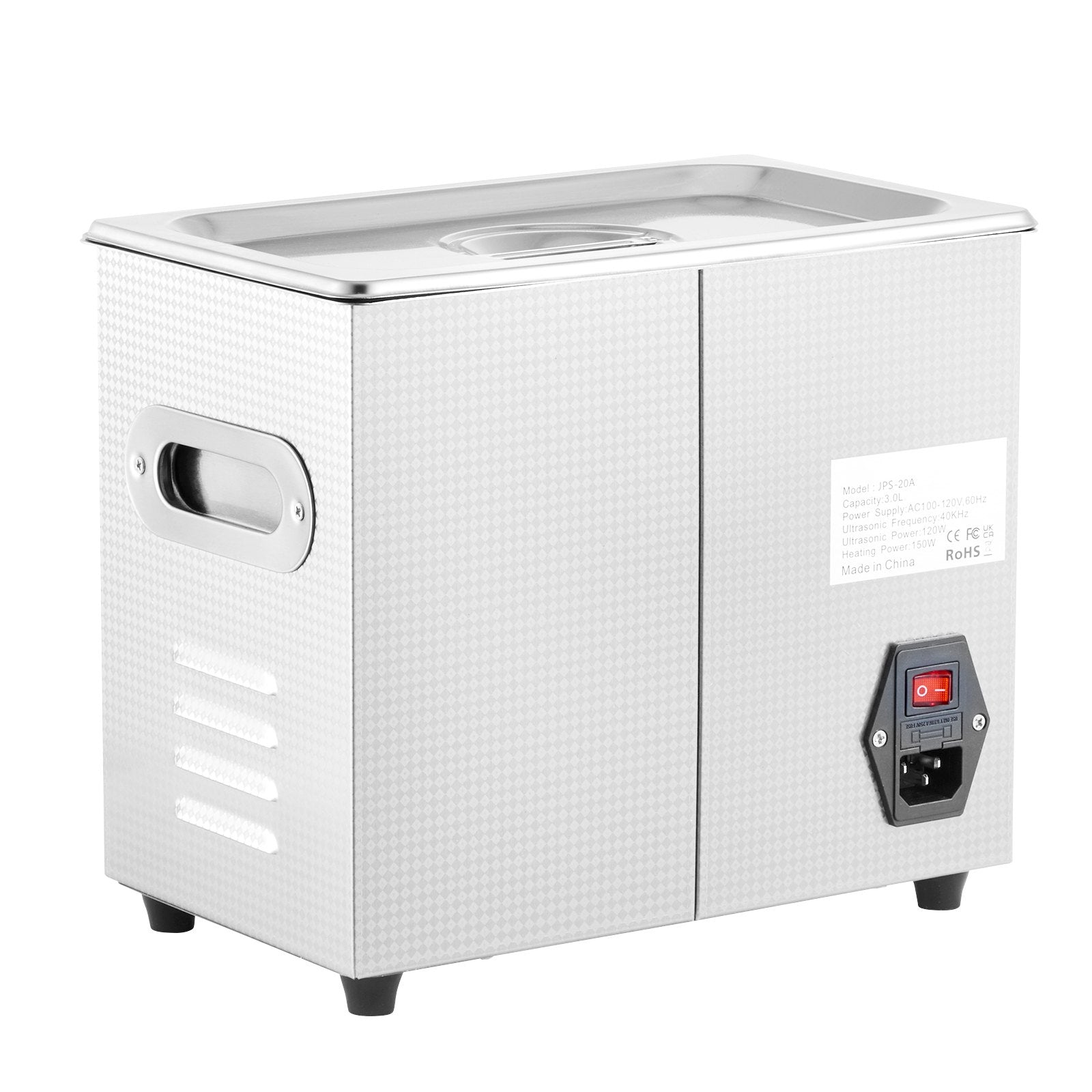 VEVOR Ultrasonic Cleaner Machine 3L Stainless Steel Ultrasonic Cleaning Machine Digital Heater Timer Jewelry Cleaning for Commercial Personal Home Use (3L)